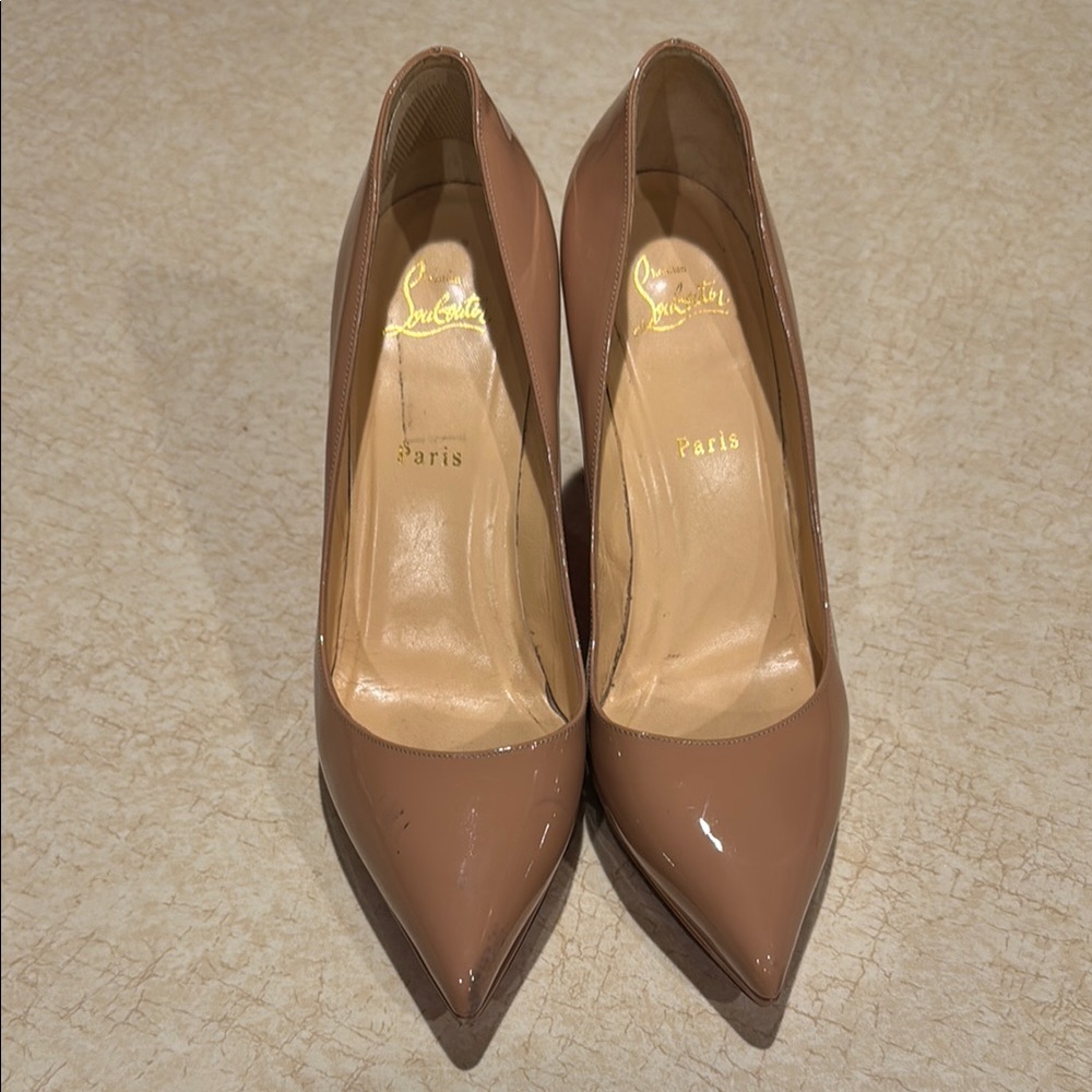Christian Louboutin Tan Patent Leather Heels